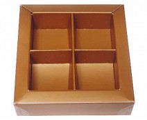 Windowbox 66x66x19mm 4 division hazelnut 
